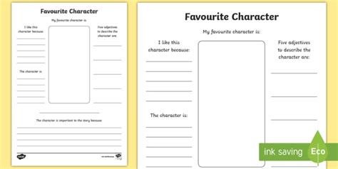Favourite Character Worksheet Teacher Made