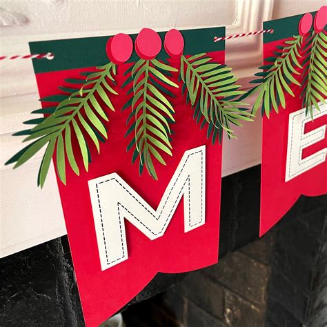 Diy Christmas Banner Svg For Cutting Machines Holiday Mantel Etsy