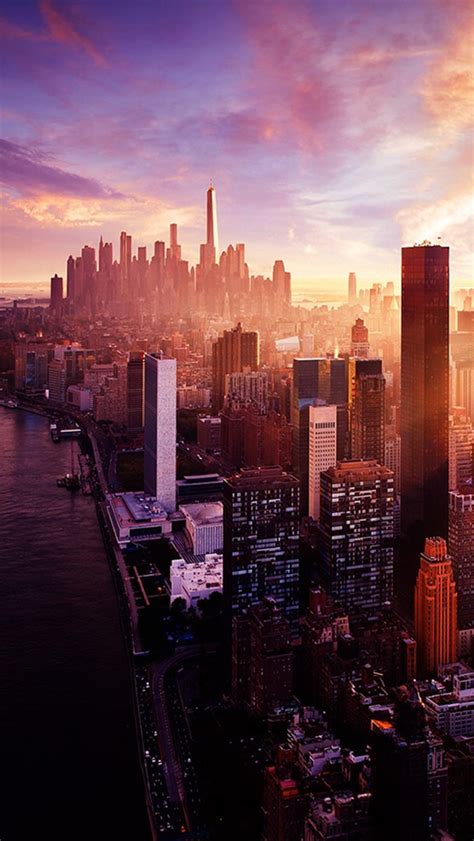 New York Sunset City Skyline Iphone Wallpapers Free Download