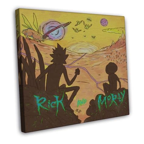 Rick And Morty Cartoon 16x12 Inch Framed Canvas Print