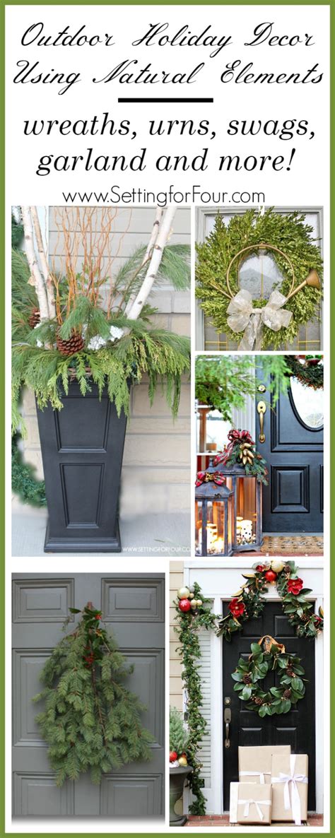Farmhouse outdoor decor ideas for effortless exterior style. Outdoor Holiday Decor With Natural Elements - Setting for Four