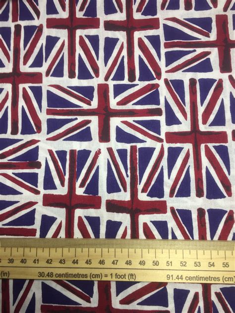 Union Jack Fabric 100 Cotton Material United Kingdom Flag Etsy