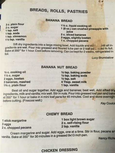 An Old Church Cookbook With The Besteasiest Banana Bread Recipe I