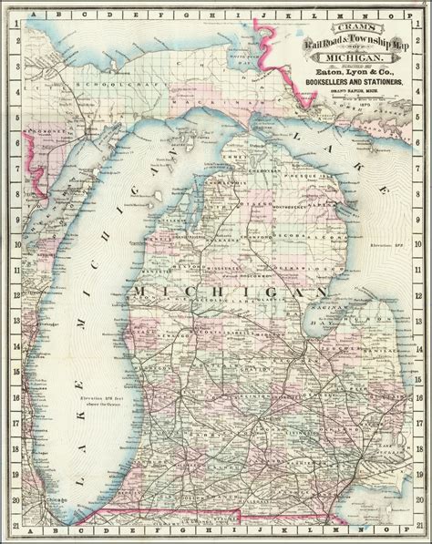 Cram's Rail Road & Township Map of Michigan. Published By Geo. F. Cram 