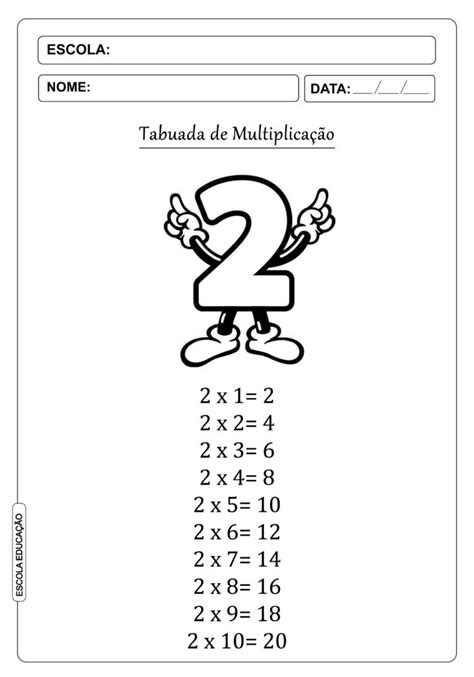 A Arte De Educar Tabuada De Multiplicação Para Imprimir