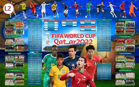 Tranh Dán Tường L2 Lịch Thi đấu Bóng đá Fifa World Cup 2022 Tranh