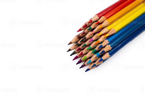 Multi Colored Pencils On Multi Colored Background Close Up Copy Space