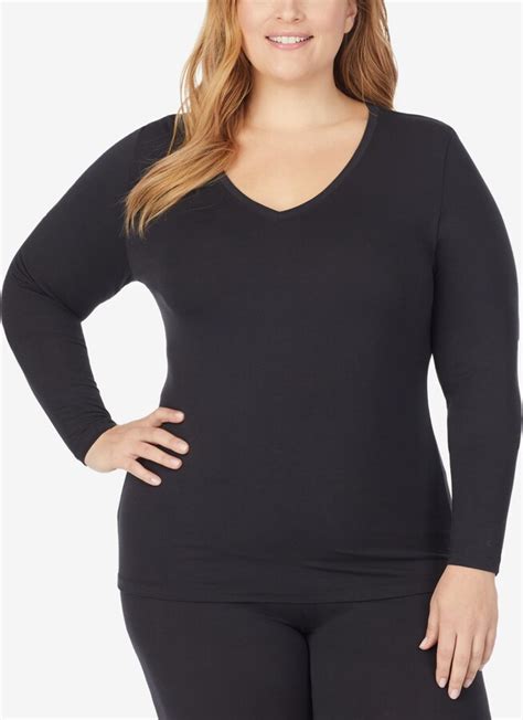 Cuddl Duds Plus Size Softwear With Stretch V Neck Top Shopstyle