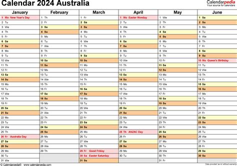 2024 Printable Calendar 2024 Calendar 2024 Printable Australia 2024