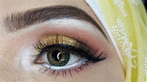 Golden Glittery Eye Makeup Tutorial By Noor Beauty Makeup YouTube