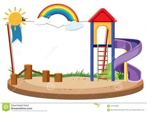 Book Template With Slide In The Playground Stock Vector Illustration