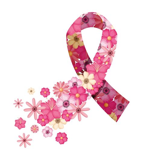 Pink Ribbon With Flowers Of Breast Cancer Awareness Vector Art At Vecteezy