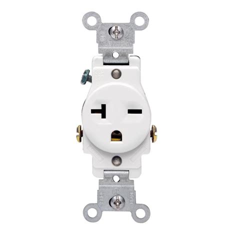 Leviton 20 Amp Commercial Grade Double Pole Single Outlet White R52