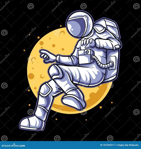 Astronaut Float On Space Over The Moon Vector Illustration Design Stock Vector Illustration