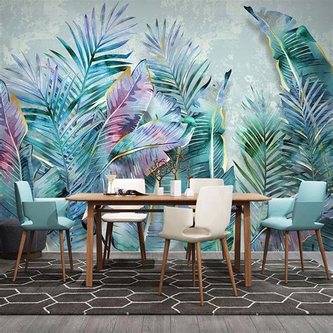 Custom Mural Wallpaper Nordic Tropical Plant Leaves Bvm Home