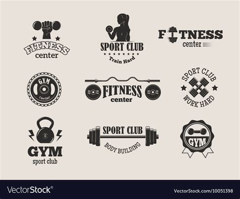 Gym Fitness Symbols Set Royalty Free Vector Image
