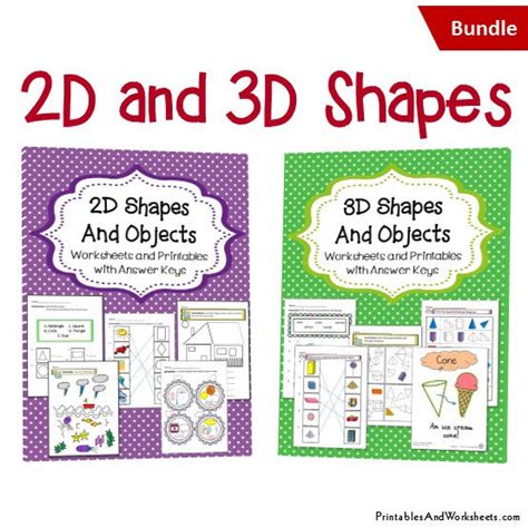 2d And 3d Shapes Worksheets Bundle Printables And Worksheets