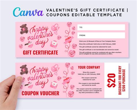 Printable Valentines T Certificate Valentines Day Etsy
