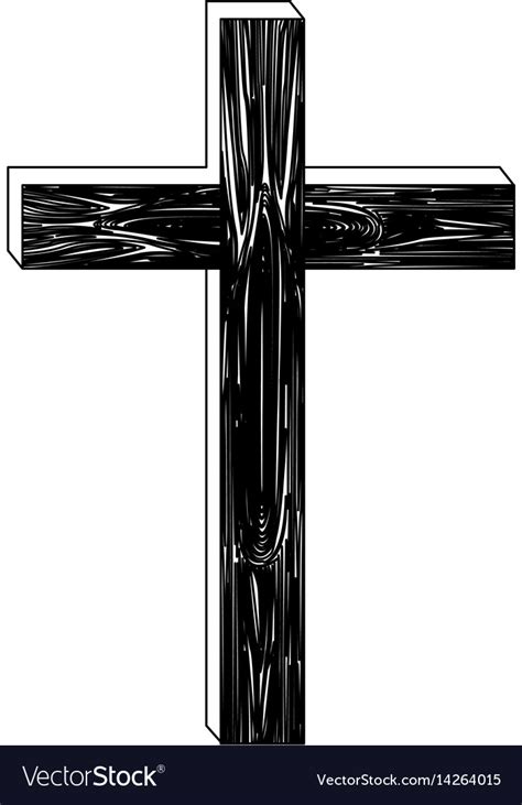 Black Silhouette Wooden Cross Royalty Free Vector Image