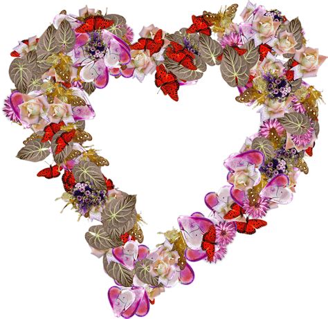 Descargar Corazón De Mariposas Y Hojas Png Transparente Stickpng