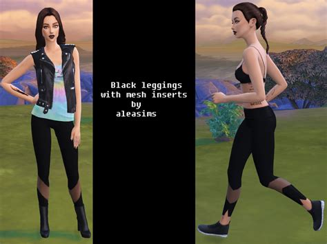 The Sims Resource Black Leggings With Mesh Insert Spa Day Needed
