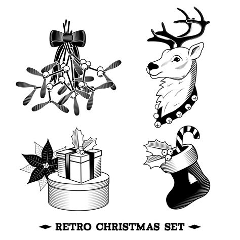 Christmas Icons Black And White Set 438979 Vector Art At Vecteezy