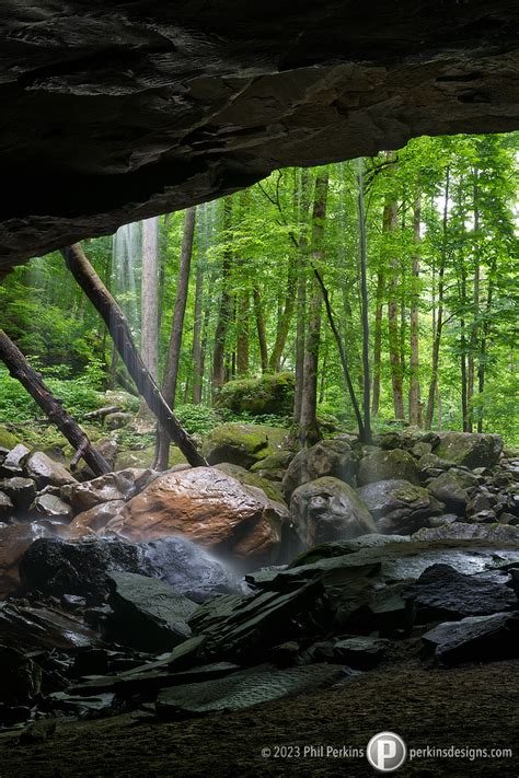 Cave Behind Waterfall Phil Perkins · Photography