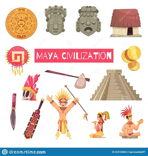 Maya Civilization Set Stock Vector Illustration Of Archeology 223125862