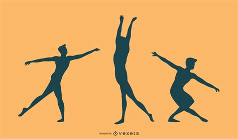 Male Ballet Dancer Silhouette Set Vector Download