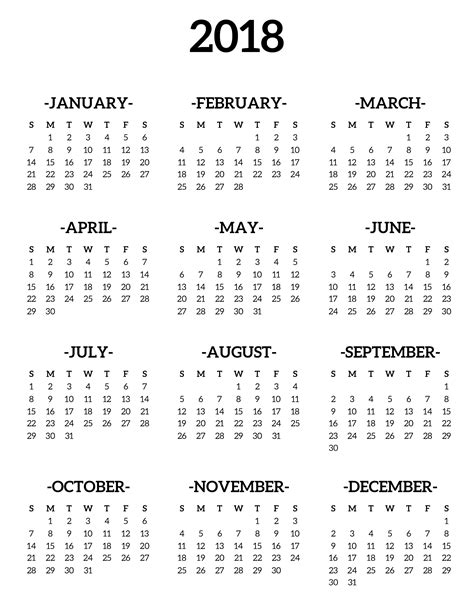 Printable One Year Calendar Free Resume Templates