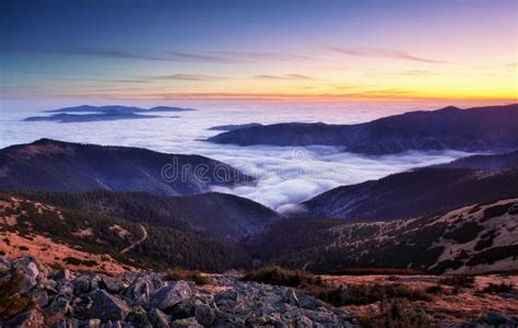 Mountain Over Clouds At Autumn Low Tatra Slovakia Stock Photo