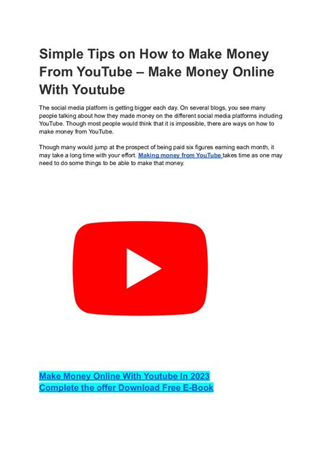 Calaméo Simple Tips On How To Make Money From You Tube Make Money
