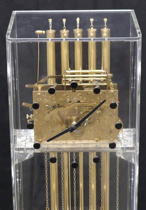 Lucite And Brass Mid Century Modern Grandfather Clock At 1stdibs