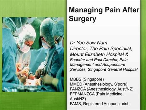 Managing Pain After Surgery Short Ppt