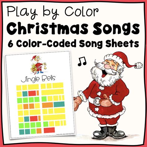 Play By Color Christmas Songs 6 Color Coded Song Sheets Printable