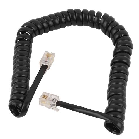 14 Length Elastic Rj9 4p4c Coiled Extension Telephone Cable Black