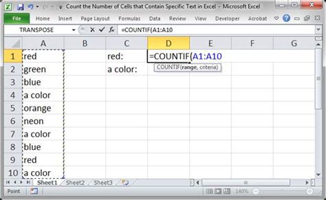 How To Use The Countif Function In Excel To Count Cells Containing Part