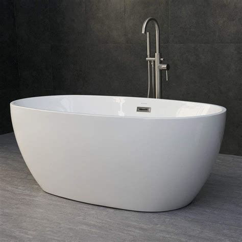 Woodbridge Acrylic Freestanding Bathtub Contemporary Soaking Tub Oval B Walmart Com