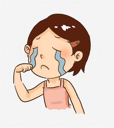 Triste Icono De La Caricatura Chica Llorando Sobre Fondo Blanco