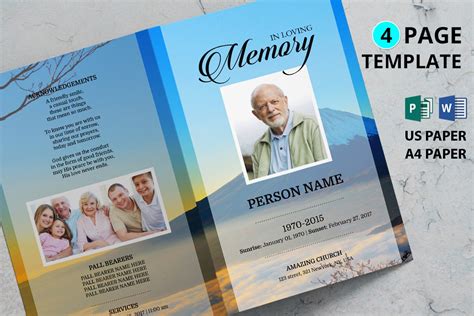 Mountain Funeral Program Template Ms Word And Publisher 358117