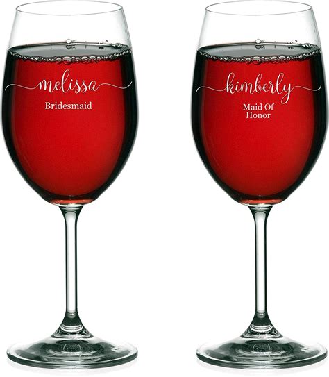 Krezy Case Bridesmaid Wine Glasses Set Of 2 Bridal Party Wine Glass Personalized