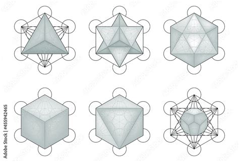 Set Of Sacred Geometry Merkaba Metatrons Cube Platonic Solids