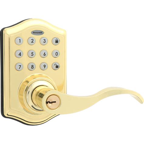 Honeywell 8734001 Electronic Entry Lever Door Lock With Keypad In Brass
