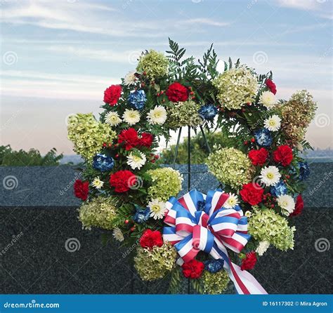 Wreath Of Remembrance Stock Photo Image Of Ribbon Flowers 16117302