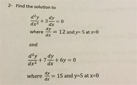 Solved Find The Solution To D Y Dx Dy Dx Where Chegg Com