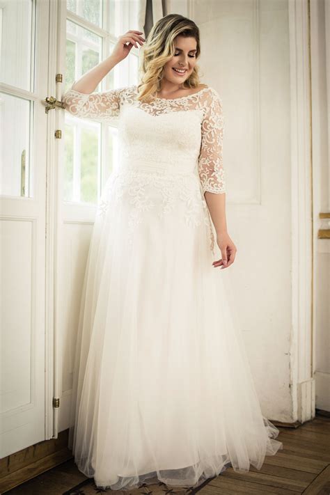 Ein hochzeitsfest im 50' s style ist etwas ganz spezielles und eine große feier ist programmiert. Langes Brautkleid mit Ärmeln große Größen Ivory von Lovely ...