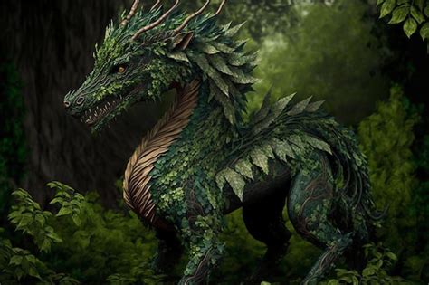 Premium Photo Ancient Forest Dragon Covered With Green Plants