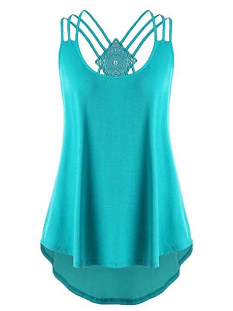 Sexy Dance Womens Summer Vest Tank Top High Low Hem Pleated Cami Camisole Spaghetti Strap