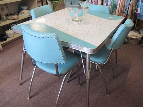 1950s Atomic Blue Teal White Starburst Kitchen Dining Table Retro