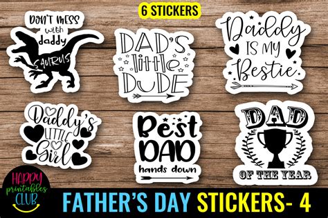 Fathers Day Stickers 4 Dad Stickers Graphic By Happy Printables Club